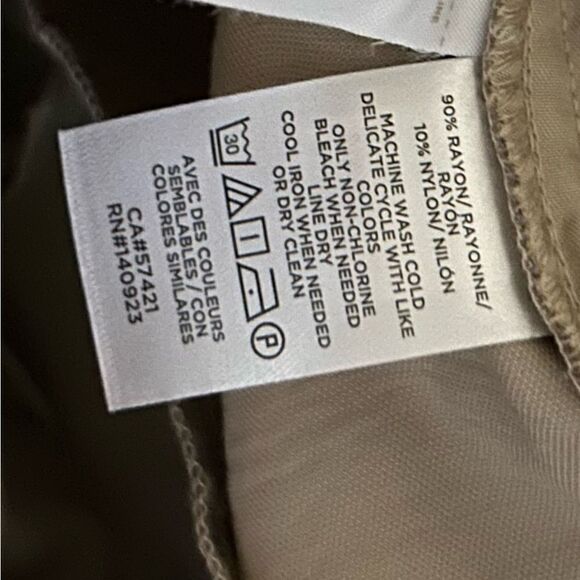 LOFT Tan Button Front High Rise Wide Leg Pants Size 8 - Picture 9 of 10